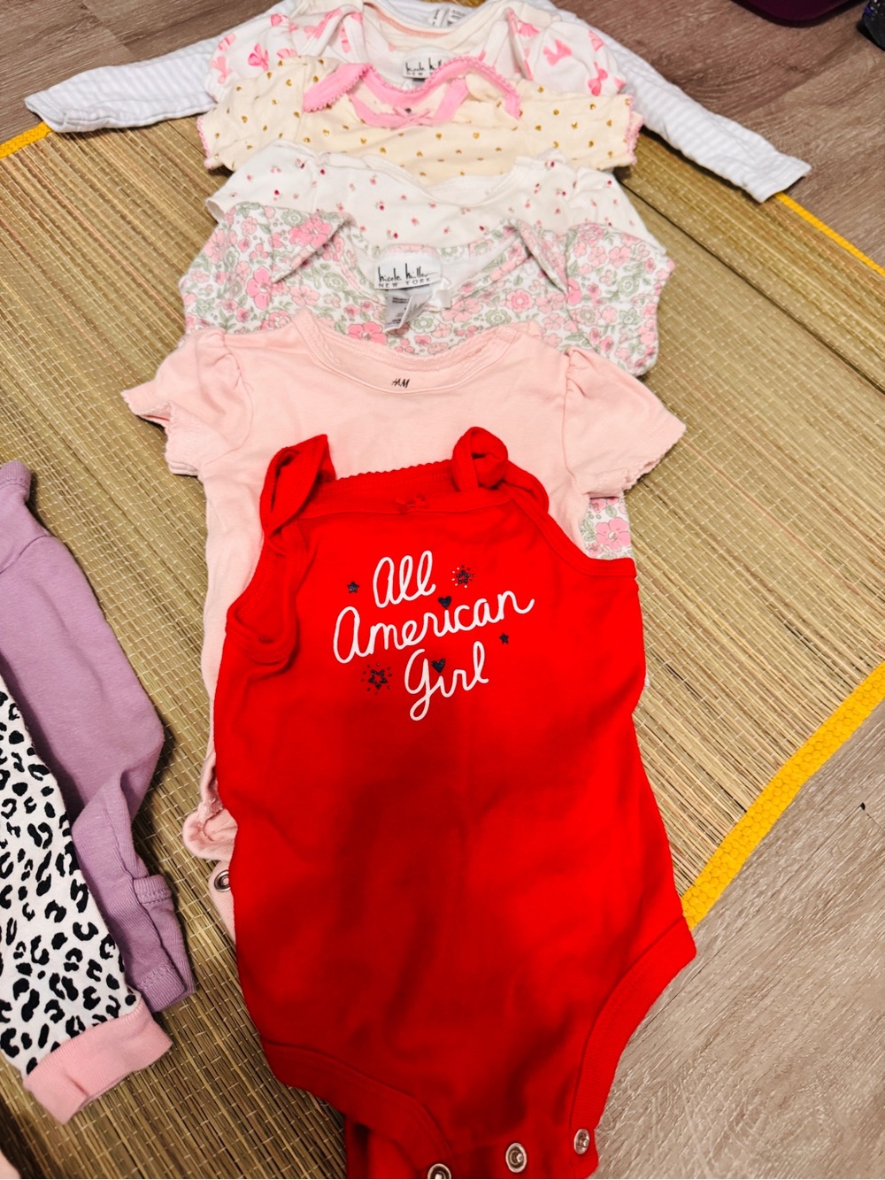 $20 for 9 pieces. Carter's Red "All American Girl" Baby One-Piece